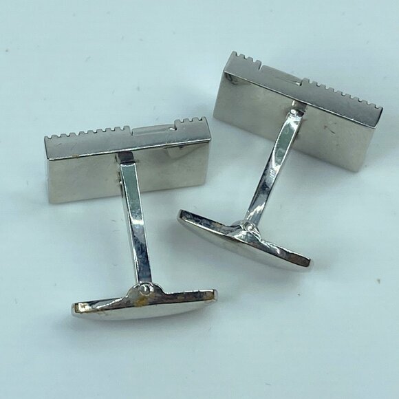 Yves Saint Laurent Rectangular cufflinks design YSL silver tone GS545 - Picture 6 of 6